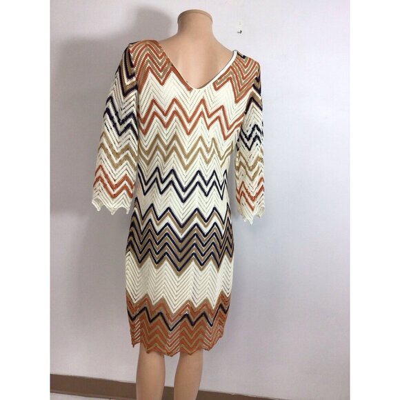 Carrie Allen Boho Dress Chevron Print Womens Medium - Picture 2 of 10